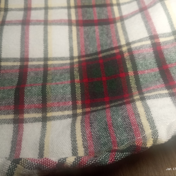 Eddie Bauer Off White, Red & Grey Plaid Flannel Button Down Shirt L/G - Picture 8 of 11